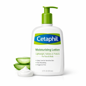 Cetaphil Moisturising Lotion 118 ml for Dry to Normal & Sensitive Skin | 48H Hydration with Niacinamide, Panthenol & Glycerin | Fragrance-Free, Non-Greasy, Dermatologist Recommended, For Face and Body